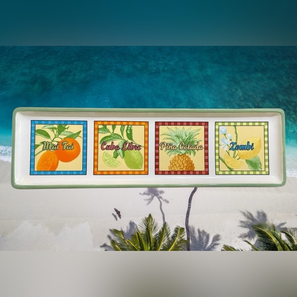 Signature Housewares Stoneware Platter with Tropical Drinks by Rivierra Van Beer - Picture 6 of 14